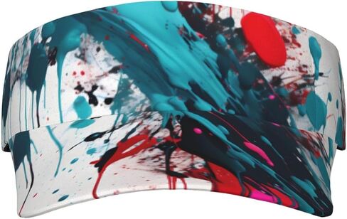 Abstract Paint Splashes Print Foldable Sun Visor Hat Lightweight Adjustable Sun Visor Hat Outdoor Sports Cap for Adults Black in Kuwait