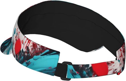 Abstract Paint Splashes Print Foldable Sun Visor Hat Lightweight Adjustable Sun Visor Hat Outdoor Sports Cap for Adults Black in Kuwait