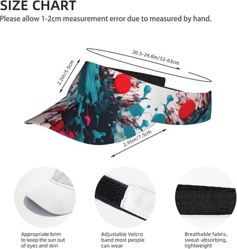 Abstract Paint Splashes Print Foldable Sun Visor Hat Lightweight Adjustable Sun Visor Hat Outdoor Sports Cap for Adults Black in Kuwait