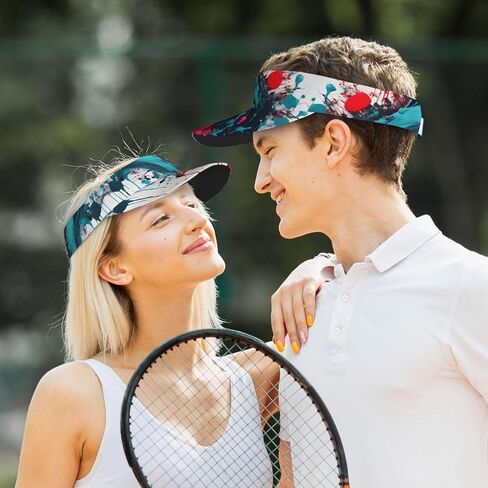 Abstract Paint Splashes Print Foldable Sun Visor Hat Lightweight Adjustable Sun Visor Hat Outdoor Sports Cap for Adults Black in Kuwait
