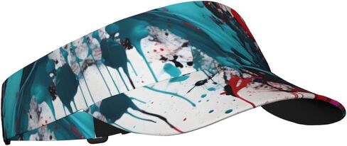 Abstract Paint Splashes Print Foldable Sun Visor Hat Lightweight Adjustable Sun Visor Hat Outdoor Sports Cap for Adults Black in Kuwait