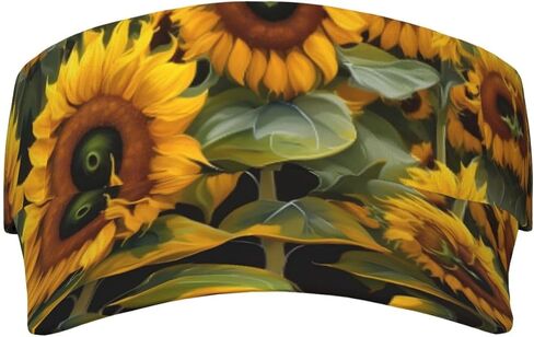 Sunflowers Print Foldable Sun Visor Hat Lightweight Adjustable Sun Visor Hat Outdoor Sports Cap for Adults Black in Kuwait