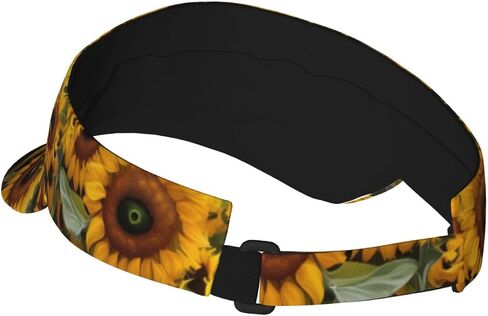 Sunflowers Print Foldable Sun Visor Hat Lightweight Adjustable Sun Visor Hat Outdoor Sports Cap for Adults Black in Kuwait