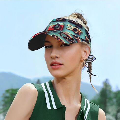 مجموعة كاميرا ريترو كول طباعة قابلة للطي قبعة واقي من الشمس خفيفة الوزن وقابلة للتعديل قبعة واقي من الشمس قبعة رياضية خارجية للبالغين باللون الأسود in Kuwait