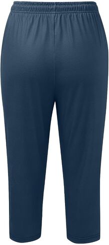 Womens Capri Yoga Pants Loose Workout Joggers Casual Side Slit Drawstring Sweatpants Lounge Pajama Capris Pants in Kuwait