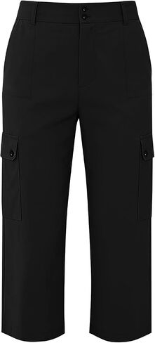 Cargo Capris for Women Summer Casual Loose Capri Pants with Pockets High Waisted Button Cropped Business Work Pants in Kuwait