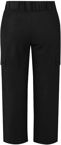 Cargo Capris for Women Summer Casual Loose Capri Pants with Pockets High Waisted Button Cropped Business Work Pants in Kuwait