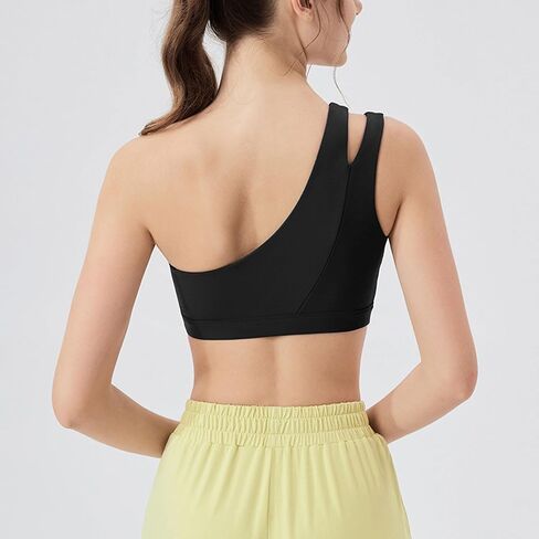 قمصان علوية للتمرين للفتيات المراهقات بكتف واحد حمالات صدر رياضية بدون أكمام وحزام واحد غير متماثل قمصان اليوغا الرياضية in Kuwait