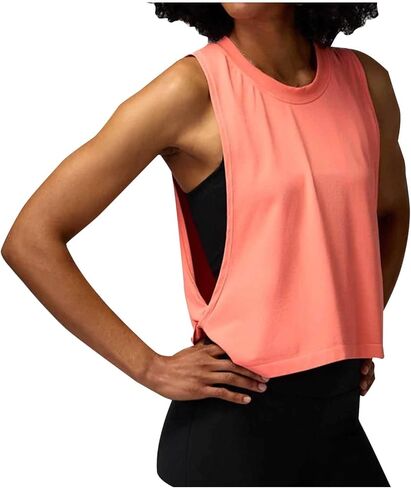 Womens Workout Cropped Tank Tops Loose Fit Casual Sleeveless Shirts Athletic Summer Basic Tees Yoga Running Gym Shirt in Kuwait