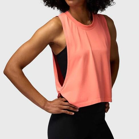 Womens Workout Cropped Tank Tops Loose Fit Casual Sleeveless Shirts Athletic Summer Basic Tees Yoga Running Gym Shirt in Kuwait
