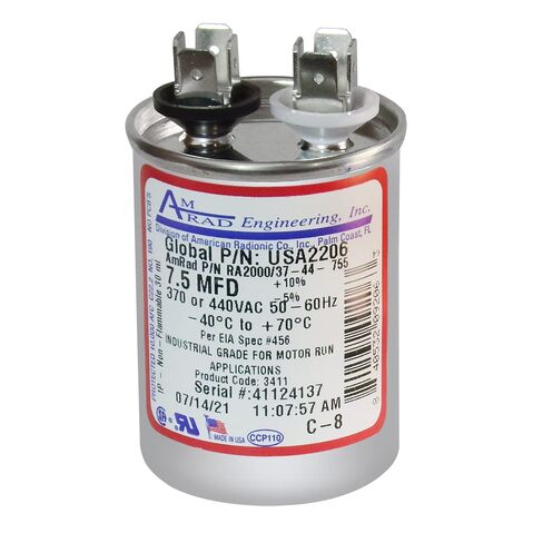 7.5 فائق التوهج/MFD 370 440 VAC محرك تشغيل مكثف JustCapacitors متوافق مع AmRad USA2206 P/N RA2000/37-44-755 in Kuwait
