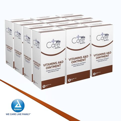 مرهم Dynarex بفيتامينات A وD، مرهم بفيتامين A وفيتامين D لحماية البشرة، لطفح الحفاضات وعدم الراحة، أبيض، علبة واحدة من 72 - 4 أونصة. أنابيب in Kuwait