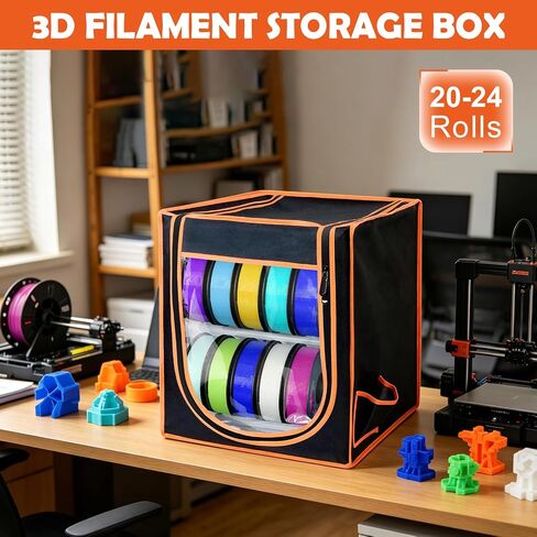 3D Printer Filament Storage Box, 2-Tier Metal Filament Rack & Spool Holder (Holds up to 20-24 Spools), Dustproof with Built-in Desiccant Pockets for PLA ABS PETG, Moisture Resistant in Kuwait