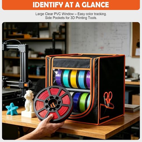 3D Printer Filament Storage Box, 2-Tier Metal Filament Rack & Spool Holder (Holds up to 20-24 Spools), Dustproof with Built-in Desiccant Pockets for PLA ABS PETG, Moisture Resistant in Kuwait