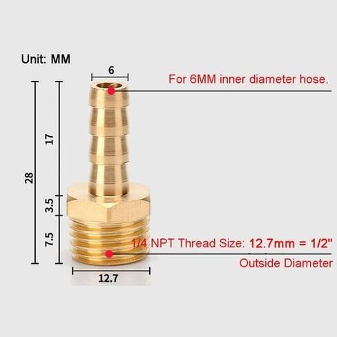 20 قطعة من وصلات خرطوم النحاس: 1/4 بوصة OD Barb x 1/4 بوصة ذكر NPT، لخطوط الهواء والوقود والزيت والسوائل، -65 درجة فهرنهايت إلى 250 درجة فهرنهايت in Kuwait