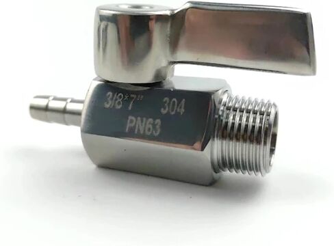 1PC 1/2" FEMALE 8MM Ball Valve NPT 304 Stainless Steel Hose Tail 2 Way Plumbing Fittings in Kuwait
