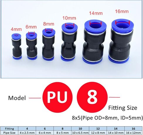 1 قطعة الأزرق PV PVG تركيب هوائي موصل الأنابيب أنبوب الهواء تركيبات سريعة دفع المياه في خرطوم Couping 4 مللي متر 6 مللي متر 8 مللي متر 10 مللي متر 12 مللي متر 14 مللي متر (10-8) تركيبات سباكة in Kuwait