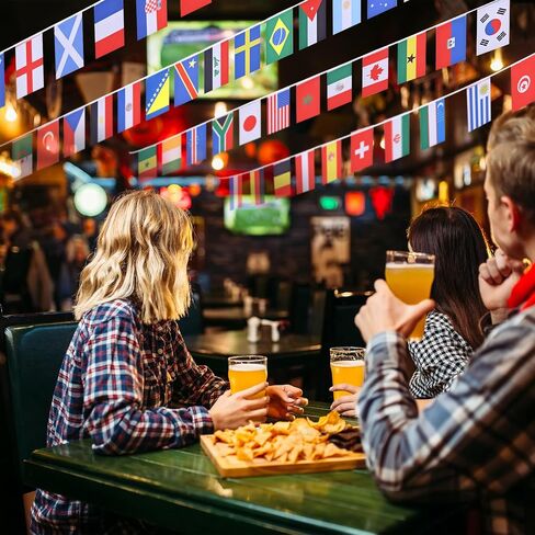 48 Countries Flags for World Cup 2026 Decorations – Double Sided Nylon International String Banner – Soccer World Cup Party Decorations for Bar, Home, Outdoor, Indoor, Sports Events – 48 PCs 30ft Flag Set in Kuwait
