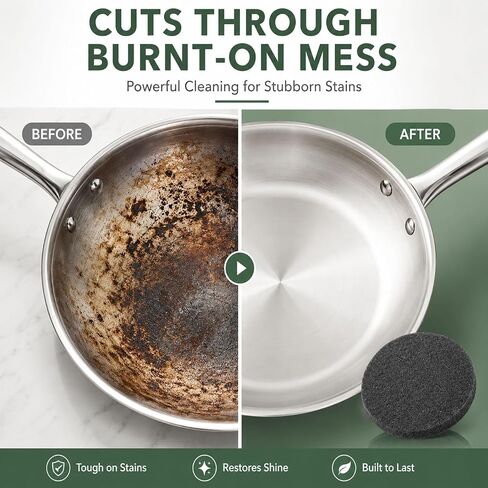 3-Pack Stainless Steel Cleaning Sponge, Non-Scratch Scrubber for Burnt-On Stains on Pots, Pans & Cookware, Reusable Stainless Steel Safe Kitchen Sponge in Kuwait