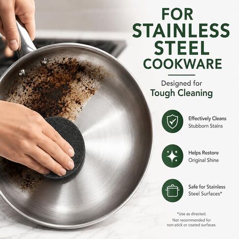 3-Pack Stainless Steel Cleaning Sponge, Non-Scratch Scrubber for Burnt-On Stains on Pots, Pans & Cookware, Reusable Stainless Steel Safe Kitchen Sponge in Kuwait