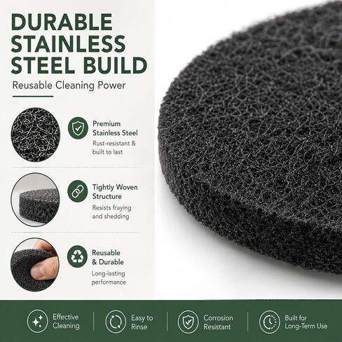 3-Pack Stainless Steel Cleaning Sponge, Non-Scratch Scrubber for Burnt-On Stains on Pots, Pans & Cookware, Reusable Stainless Steel Safe Kitchen Sponge in Kuwait