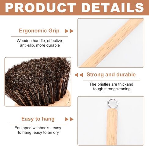 Bamboo Dish Brush with Handle,Natural Kitchen Brushes with 3pcs Replacement Heads, Horsehair, Sisal, Palm,All Purpose Kitchen Scrub Brush,Fruit and Veggie Brush Scrubber in Kuwait