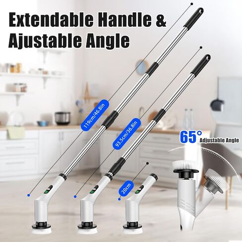 Electric Spin Scrubber, Bathroom Scrubber, Cordless Shower Cleaner Brush, 9 Replaceable Brush Heads, 2-Speed Adjustable, 2000mAh Battery, for Shower Tub Kitchen Tile Toilet in Kuwait