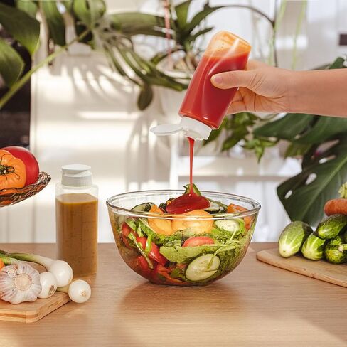 Goaste 12 Pack 8OZ Plastic Condiment Squeeze Bottles, Clear Square Squirt Bottles with Flip Top Cap, Leakproof Refillable Dispensers with Labels for Sauces, Ketchup, Mustard, Barbecue, Syrup, Paint in Kuwait