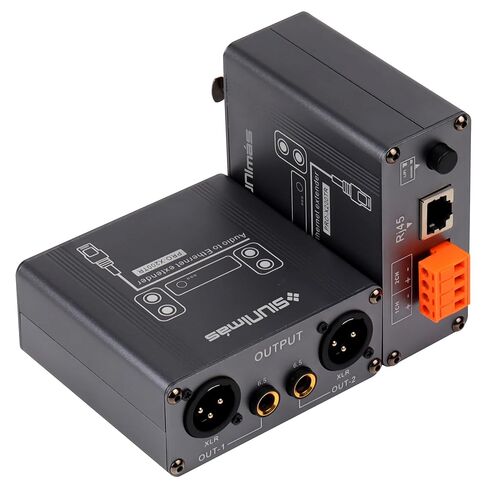 زوج من شبكة RJ45 إلى RCA AUX صندوق موسع الصوت ستيريو لمسافات طويلة صندوق متين من سبائك الألومنيوم مع عوازل صوت مدمجة تدعم رفع GND الاتصال عبر Cat5 / Cat6 إلخ in Kuwait