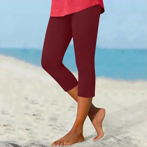 Women's Yoga Capri Pants Side Zipper High Waist Leggings Crop Straight Leg Lounge Athletic Exercise Workout Capris in Kuwait
