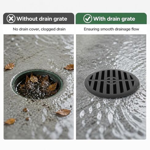 11.3cm/4in Round Drainage Grate Cover, Black Outdoor Drain Cover with Single-Wall Corrugated Pipe Easy Installation Ideal for Lawns Patios Walkways in Kuwait