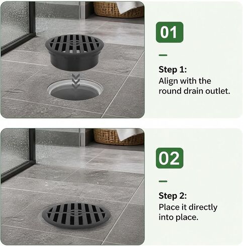 11.3cm/4in Round Drainage Grate Cover, Black Outdoor Drain Cover with Single-Wall Corrugated Pipe Easy Installation Ideal for Lawns Patios Walkways in Kuwait
