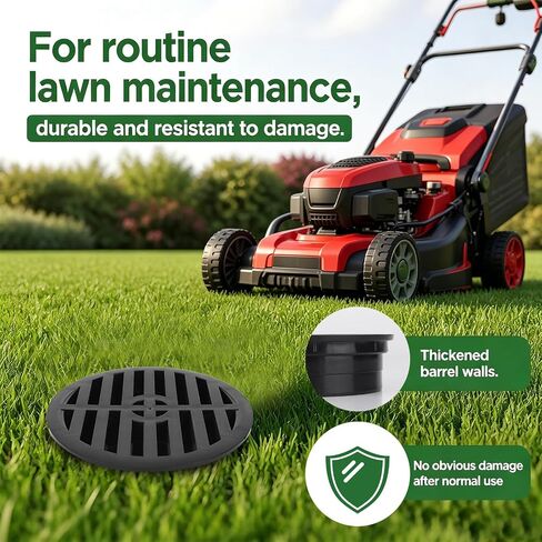 11.3cm/4in Round Drainage Grate Cover, Black Outdoor Drain Cover with Single-Wall Corrugated Pipe Easy Installation Ideal for Lawns Patios Walkways in Kuwait