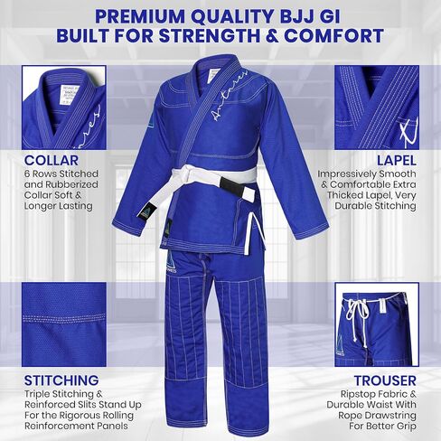 Antares BJJ Gi للسيدات، خفيف الوزن IBJJF Legal Jiu Jitsu Gi مع قماش منكمش مسبقًا وحزام مجاني للتدريب والمنافسة in Kuwait