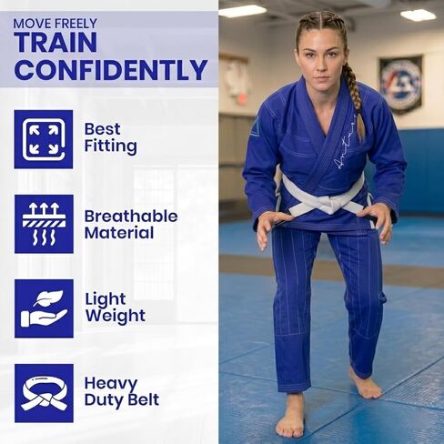 Antares BJJ Gi للسيدات، خفيف الوزن IBJJF Legal Jiu Jitsu Gi مع قماش منكمش مسبقًا وحزام مجاني للتدريب والمنافسة in Kuwait