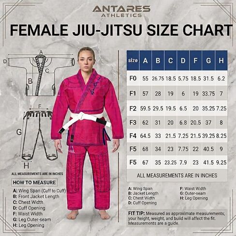 Antares BJJ Gi للسيدات، خفيف الوزن IBJJF Legal Jiu Jitsu Gi مع قماش منكمش مسبقًا وحزام مجاني للتدريب والمنافسة in Kuwait