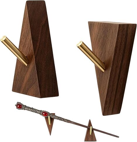 Wall Mount Wizard Wand Display Magic Wands Stand 2 Pcs Black Walnut Triangle Shape for Wizard Wand Home Office Display (Regular & Reverse) in Kuwait
