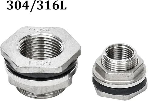 1/4" 3/8" 1/2" 3/4" 1" 2" Female 316L 304 Stainless Steel Bulkhead Pipe Fitting Connector Coupler Water Tank Hole Drainer 1pcs(304 Stainless Steel,1/2") Plumbing Fittings in Kuwait