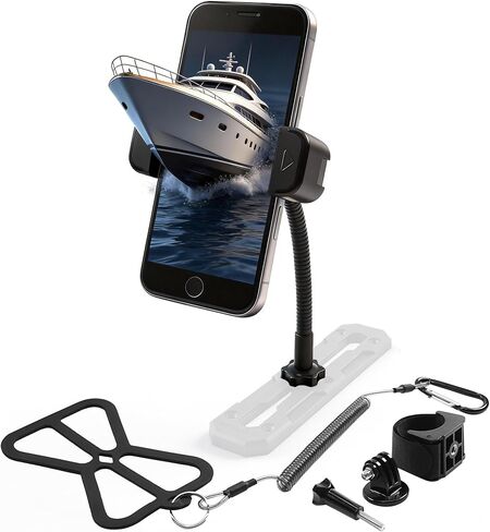Kayak Gooseneck Phone Holder Mount, Fits Kayak Standard Track Systems, Equipped with Replaceable Plug, Gooseneck Mount for 4-7" Smartphone, Action Cameras, Small Flashlight in Kuwait
