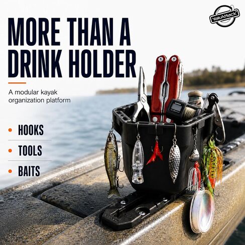 YakAttack Cup Holder Pro | Riggable Kayak Fishing Beverage Caddy | Compatible with GearTrac, MightyMount, & GridLoc | Universal Track Rail Mount | Marine-Grade Drink Holder & Gear Base in Kuwait