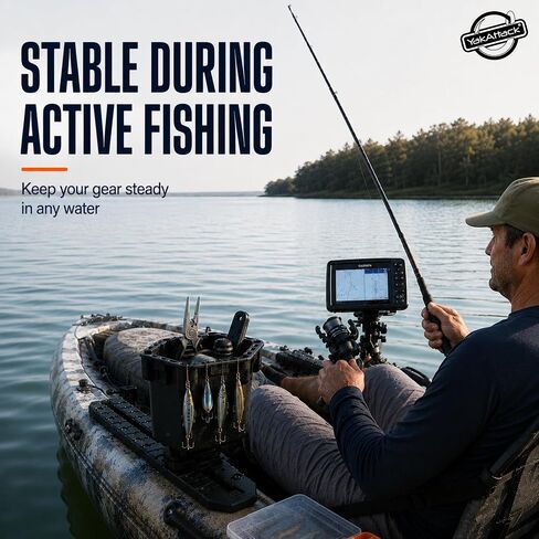 YakAttack Cup Holder Pro | Riggable Kayak Fishing Beverage Caddy | Compatible with GearTrac, MightyMount, & GridLoc | Universal Track Rail Mount | Marine-Grade Drink Holder & Gear Base in Kuwait