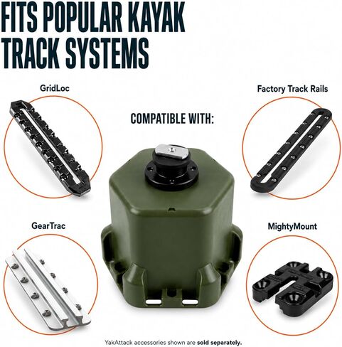 YakAttack Cup Holder Pro | Riggable Kayak Fishing Beverage Caddy | Compatible with GearTrac, MightyMount, & GridLoc | Universal Track Rail Mount | Marine-Grade Drink Holder & Gear Base in Kuwait