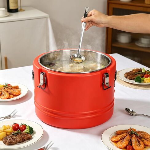 32Qt Insulated Food Container Soup Carrier with Spoon,7.9 Gallon Portable Insulated Soup Bucket,Commercial Food Warmer Hot or Cooler with Stainless Steel Interior for Restaurant/Canteen/Home in Kuwait