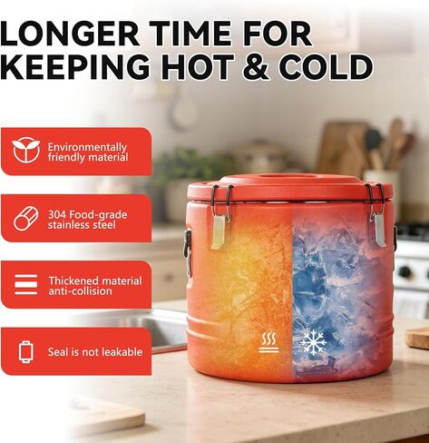 32Qt Insulated Food Container Soup Carrier with Spoon,7.9 Gallon Portable Insulated Soup Bucket,Commercial Food Warmer Hot or Cooler with Stainless Steel Interior for Restaurant/Canteen/Home in Kuwait