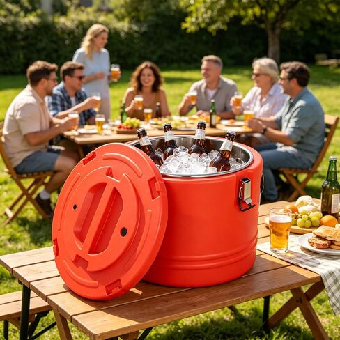 32Qt Insulated Food Container Soup Carrier with Spoon,7.9 Gallon Portable Insulated Soup Bucket,Commercial Food Warmer Hot or Cooler with Stainless Steel Interior for Restaurant/Canteen/Home in Kuwait