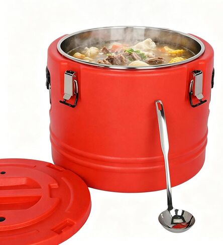 32Qt Insulated Food Container Soup Carrier with Spoon,7.9 Gallon Portable Insulated Soup Bucket,Commercial Food Warmer Hot or Cooler with Stainless Steel Interior for Restaurant/Canteen/Home in Kuwait