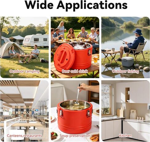 32Qt Insulated Food Container Soup Carrier with Spoon,7.9 Gallon Portable Insulated Soup Bucket,Commercial Food Warmer Hot or Cooler with Stainless Steel Interior for Restaurant/Canteen/Home in Kuwait