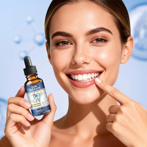 Gum Therapy Drops, Mint + Bee Venom Mouthwash, 50ML Gum Regeneration for Receding Gums Treatment, Stain Removal & Bad Breath Treatment for Adults, Instant Fresh Breath in Kuwait