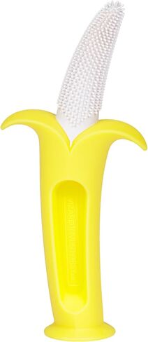 فرشاة Hero Banana بمقبض مكتنز لقبضة أفضل؛ للآباء لتهدئة لثة الطفل وإزالة سكريات الحليب؛ جيد أيضًا للبالغين ذوي قوة الإمساك المنخفضة لتنظيف أسنانهم وتدليك اللثة. in Kuwait