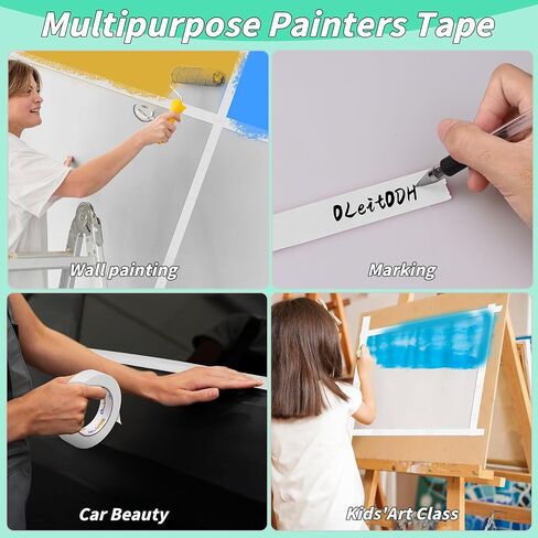 4 Rolls White Painters Tape Bulk 4 inch x 60 Yards, Total 240 Yd, Painters Masking Tape No Residue Wall Painting Tape Artist Tape Trim Edge Finishing Tape for Wall Painting Decoration DIY Supplies in Saudi Arabia